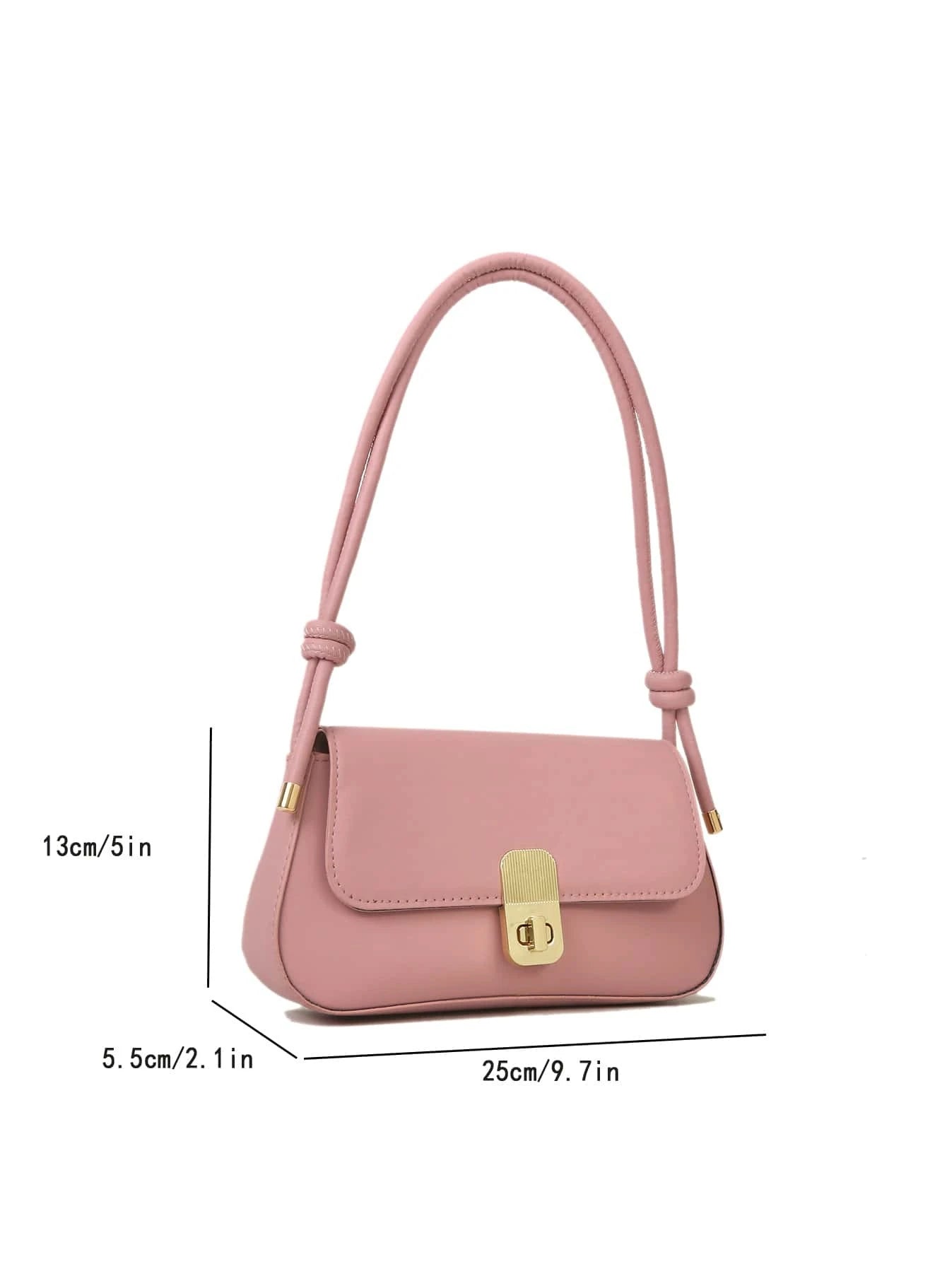 | 1pc Solid Color Pu Shoulder Bag With Metal Lock And Adjustable Strap | Bags | Shein | OneHub