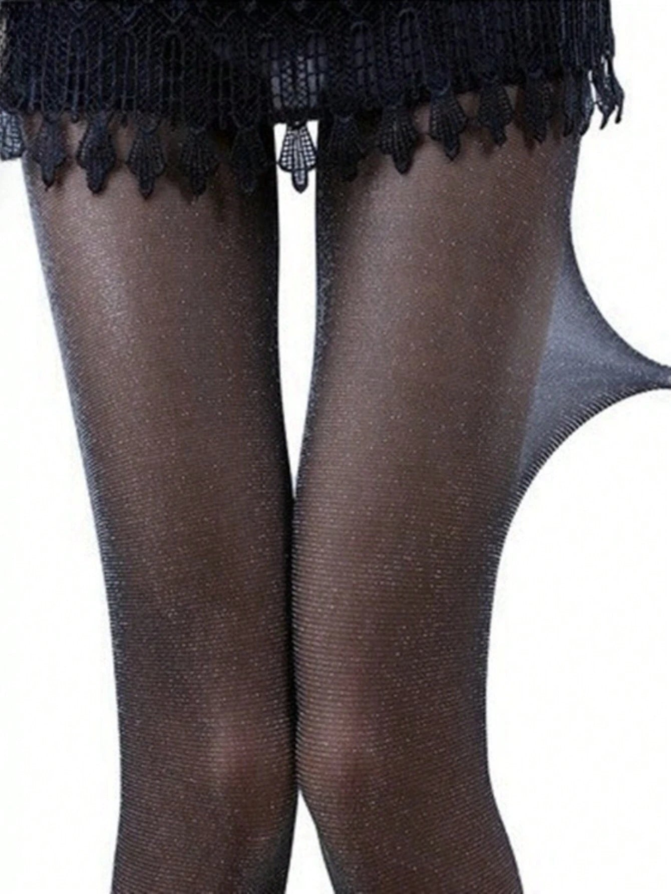 SHEIN 1pc Women Shimmering Pearl Glitter Sexy Stockings, Cozy
