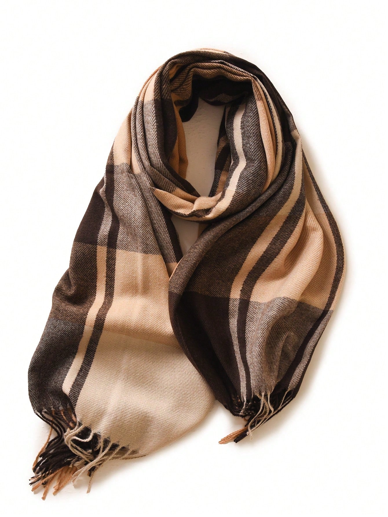  | SHEIN 1pc Women's Multicolor Plaid Tassel Design Faux Cashmere Warm Fashion Poncho Scarf, Plus Size Suitable For Daily Use | Bandana | Shein | OneHub