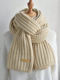  | SHEIN 1pc Women's Solid Color Thick Knitted Wool Scarf With Decoration, Winter Neck Warmer | Bandana | Shein | OneHub