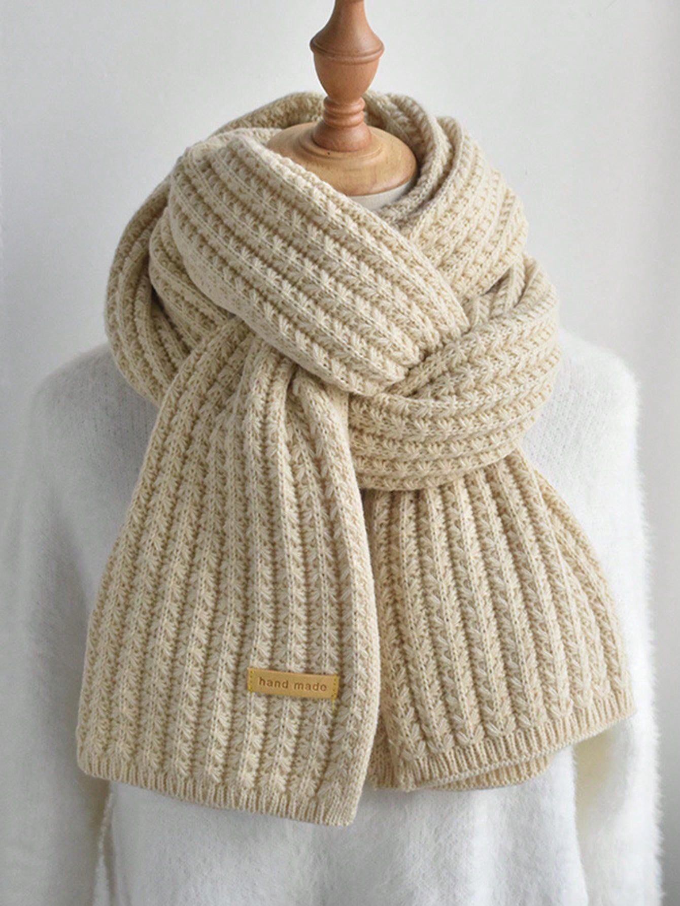  | SHEIN 1pc Women's Solid Color Thick Knitted Wool Scarf With Decoration, Winter Neck Warmer | Bandana | Shein | OneHub