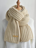  | SHEIN 1pc Women's Solid Color Thick Knitted Wool Scarf With Decoration, Winter Neck Warmer | Bandana | Shein | OneHub