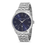 Michael Fellini Silver Stainless Steel Blue Dial Quartz Watch for Men - MF2271-2