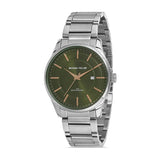 Michael Fellini Silver Stainless Steel Green Dial Quartz Watch for Men - MF2274-3
