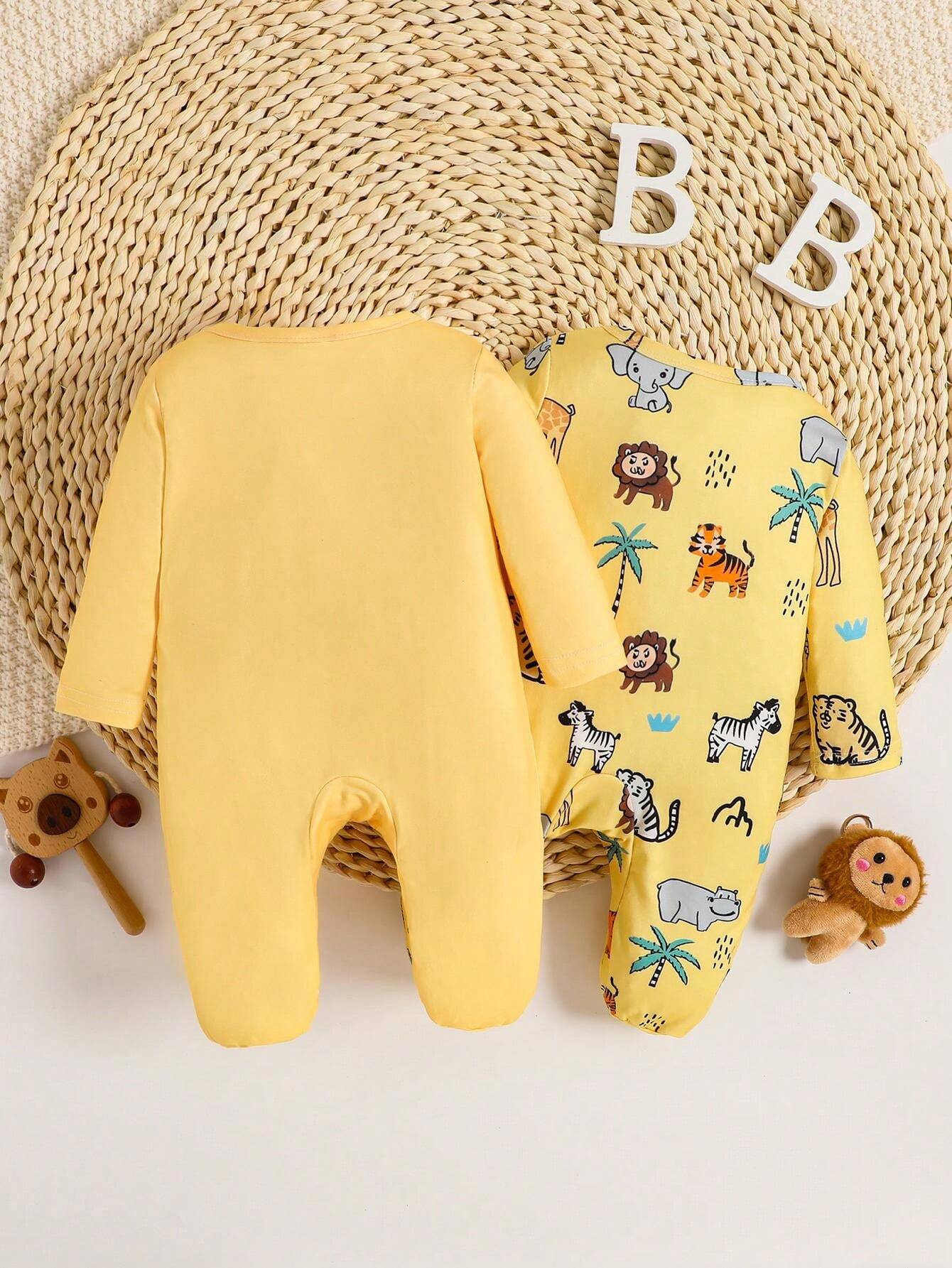  | SHEIN 2pcs/Set Infant/Toddler Boys Simple Cute Printed Snap Front Romper | Dress | Shein | OneHub