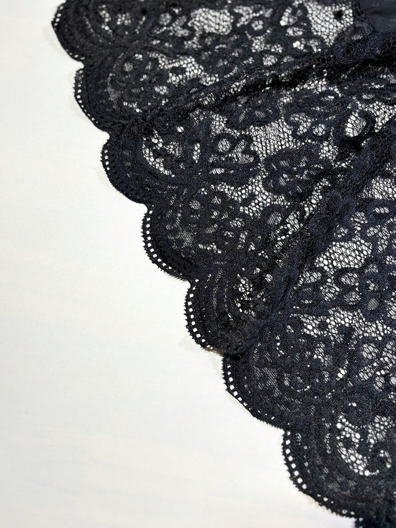  | SHEIN 2pcs/Set Lace Mesh Panel Bow Tie Thong & Slip Dress Set, Sexy Lingerie Gift For Halloween | Lingerie | Shein | OneHub