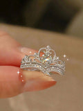  | SHEIN 2pcs Luxury Crown Princess Simulated Moissanite Ring Set | Ring | Shein | OneHub
