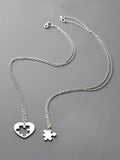 SHEIN 2pcs Puzzle Pendant Necklace