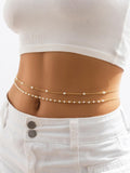 SHEIN 2pcs/Set Fashion Faux Pearl Decor Waist Chain For Women For Daily Decoration