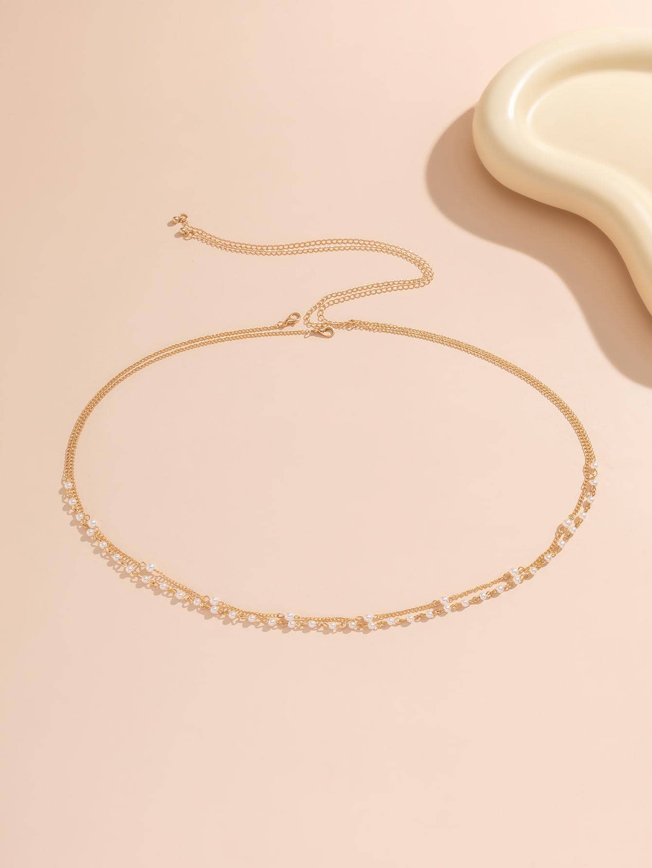 SHEIN 2pcs/Set Fashion Faux Pearl Decor Waist Chain For Women For Daily Decoration