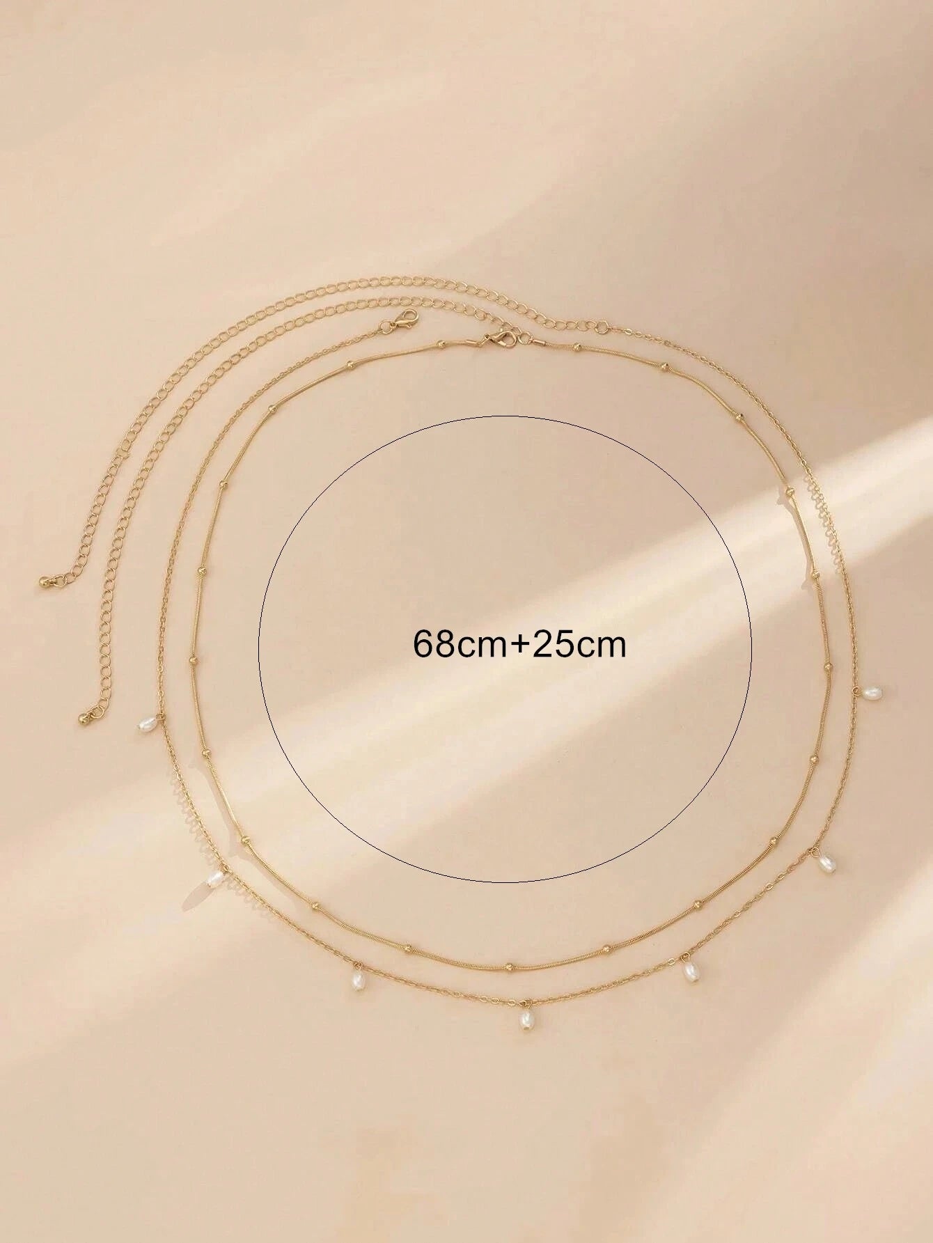 SHEIN 2pcs/Set Handmade Faux Pearl Pendant Waist Chain, Adjustable Chain Length