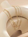 SHEIN 2pcs/Set Handmade Faux Pearl Pendant Waist Chain, Adjustable Chain Length