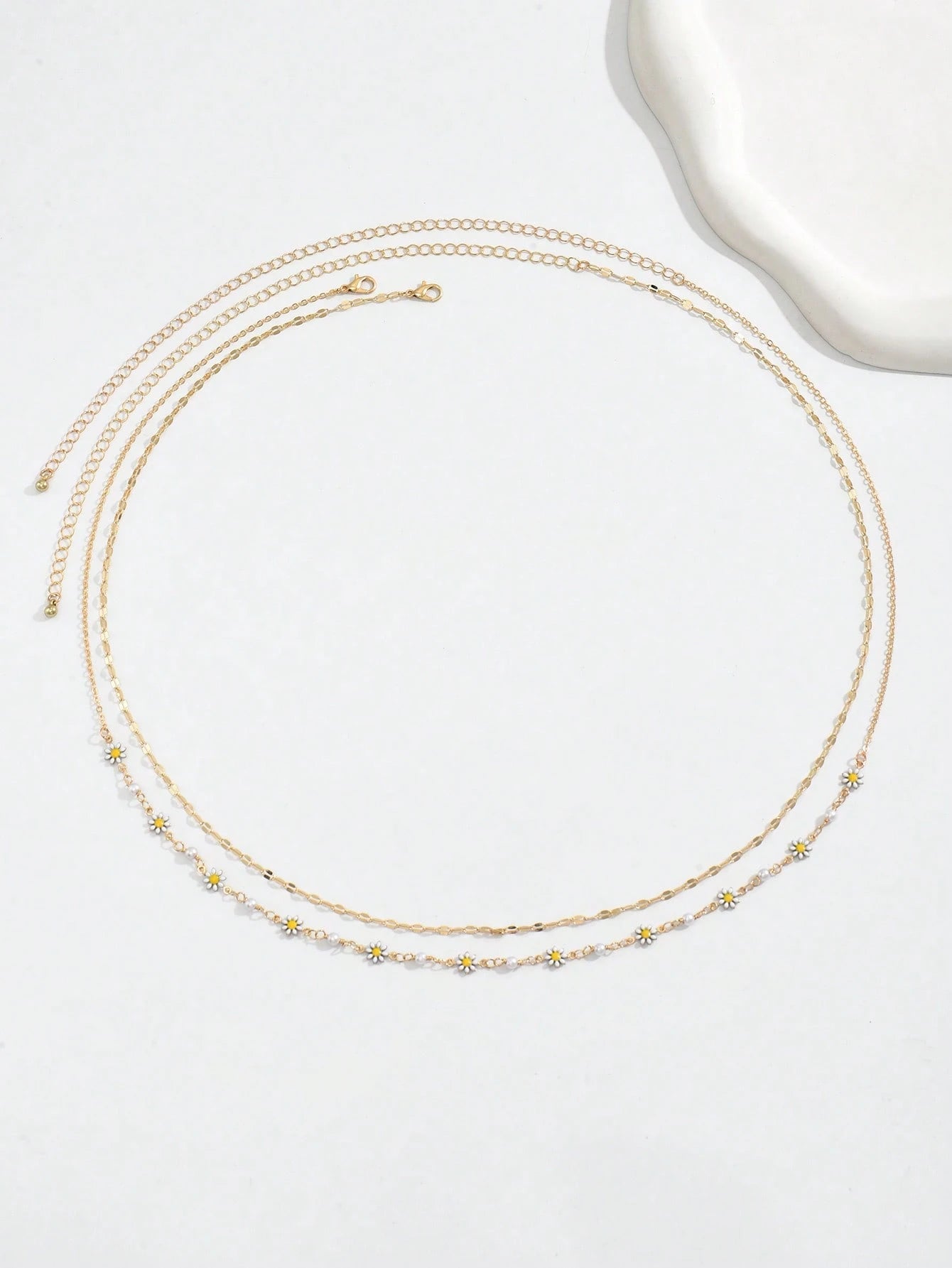 SHEIN 2pcs/Set Women's Fashion Elegant Minimalist Daisy Waist Chain, Sexy Sweet Multi-Layer Waist Chain Suitable For Daily Wear, Beach Party, Vacation