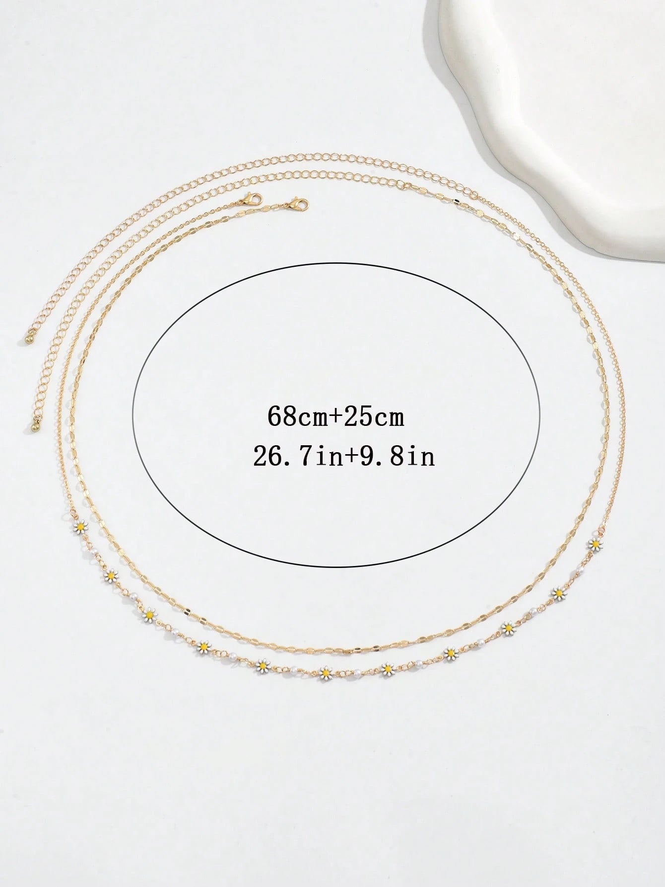 SHEIN 2pcs/Set Women's Fashion Elegant Minimalist Daisy Waist Chain, Sexy Sweet Multi-Layer Waist Chain Suitable For Daily Wear, Beach Party, Vacation