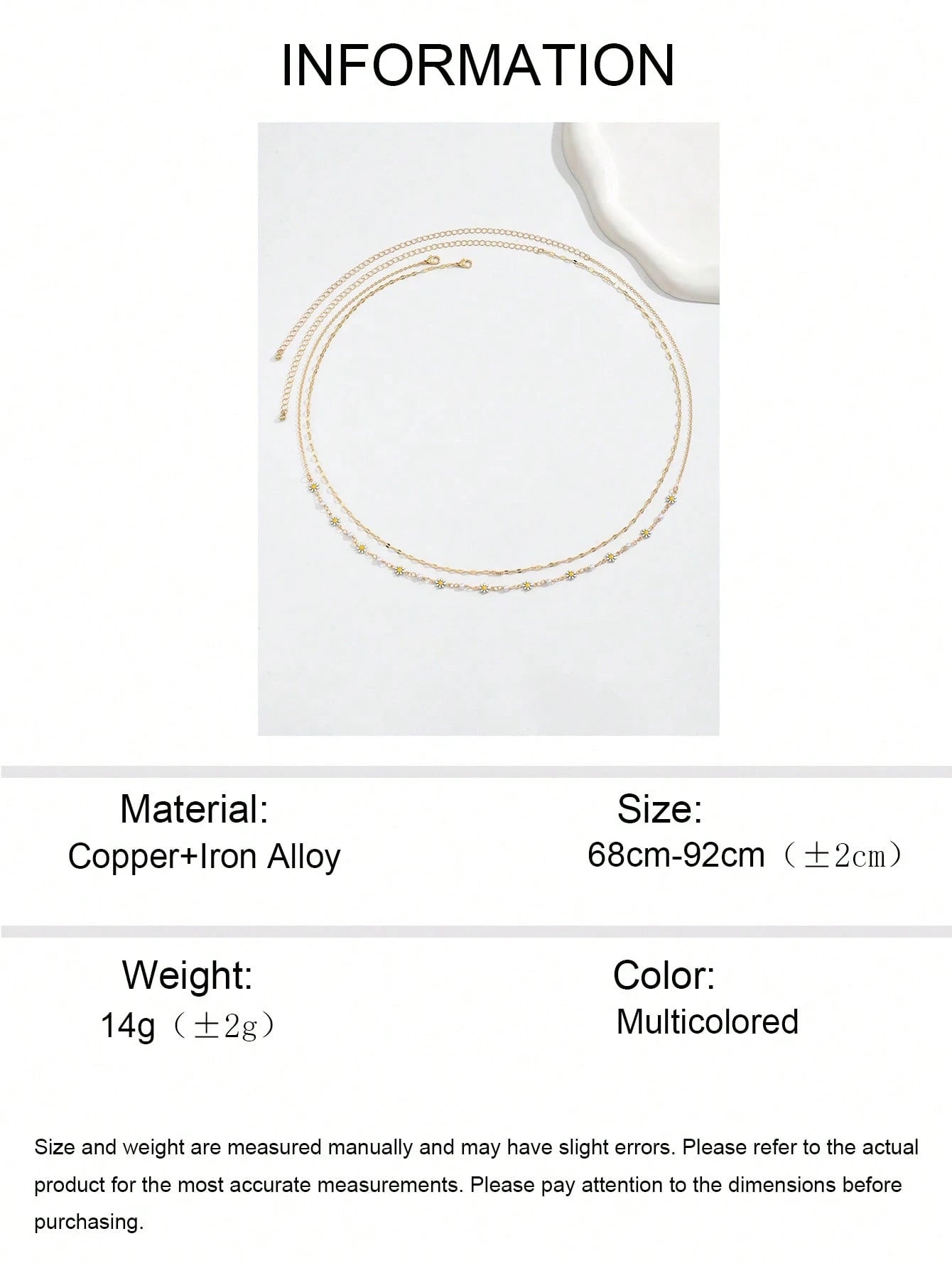 SHEIN 2pcs/Set Women's Fashion Elegant Minimalist Daisy Waist Chain, Sexy Sweet Multi-Layer Waist Chain Suitable For Daily Wear, Beach Party, Vacation