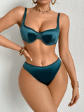 SHEIN 2pcs Women Solid Color Minimalist Casual Bra Set With Underwire