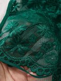 SHEIN 2pcs Women's Soft & Comfortable Lace Floral Heart Sleepwear, Christmas & Halloween Gift, Lace Sexy Nightgown With Sheer Mesh Lingerie Set, Spaghetti Strap Dress, Suitable For Daily Wear & Sleeping