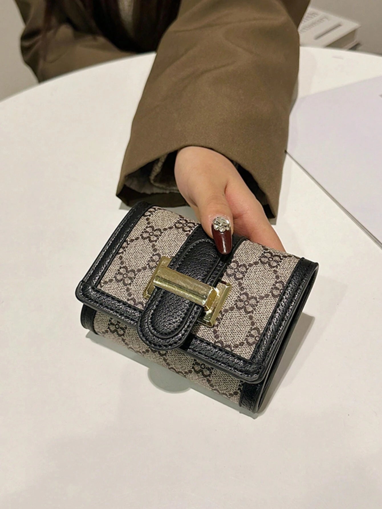  | SHEIN 3-Fold Women Checkered Snap Button Short Wallet, Classic Multi-Card Slots Anti-RFID Bank Card Holder, Stylish Retro Short Purse | Wallet | Shein | OneHub