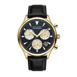 Movado Heritage Black Leather Black Dial Chronograph Quartz Watch for Men - 3650006