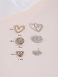 SHEIN 3pairs Rhinestone Heart Decor Stud Earrings