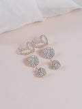 SHEIN 3pairs Rhinestone Heart Decor Stud Earrings