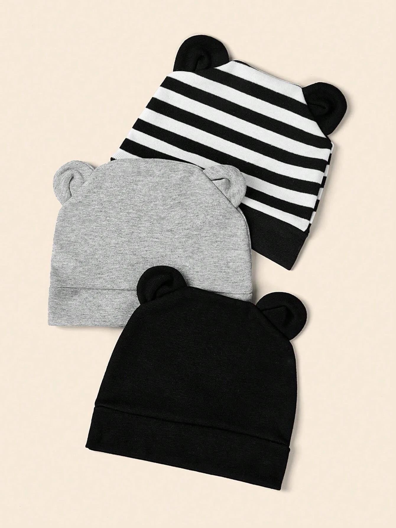  | SHEIN 3pcs Baby Striped Pattern Cartoon Ear Decor Hat | Cap | Shein | OneHub