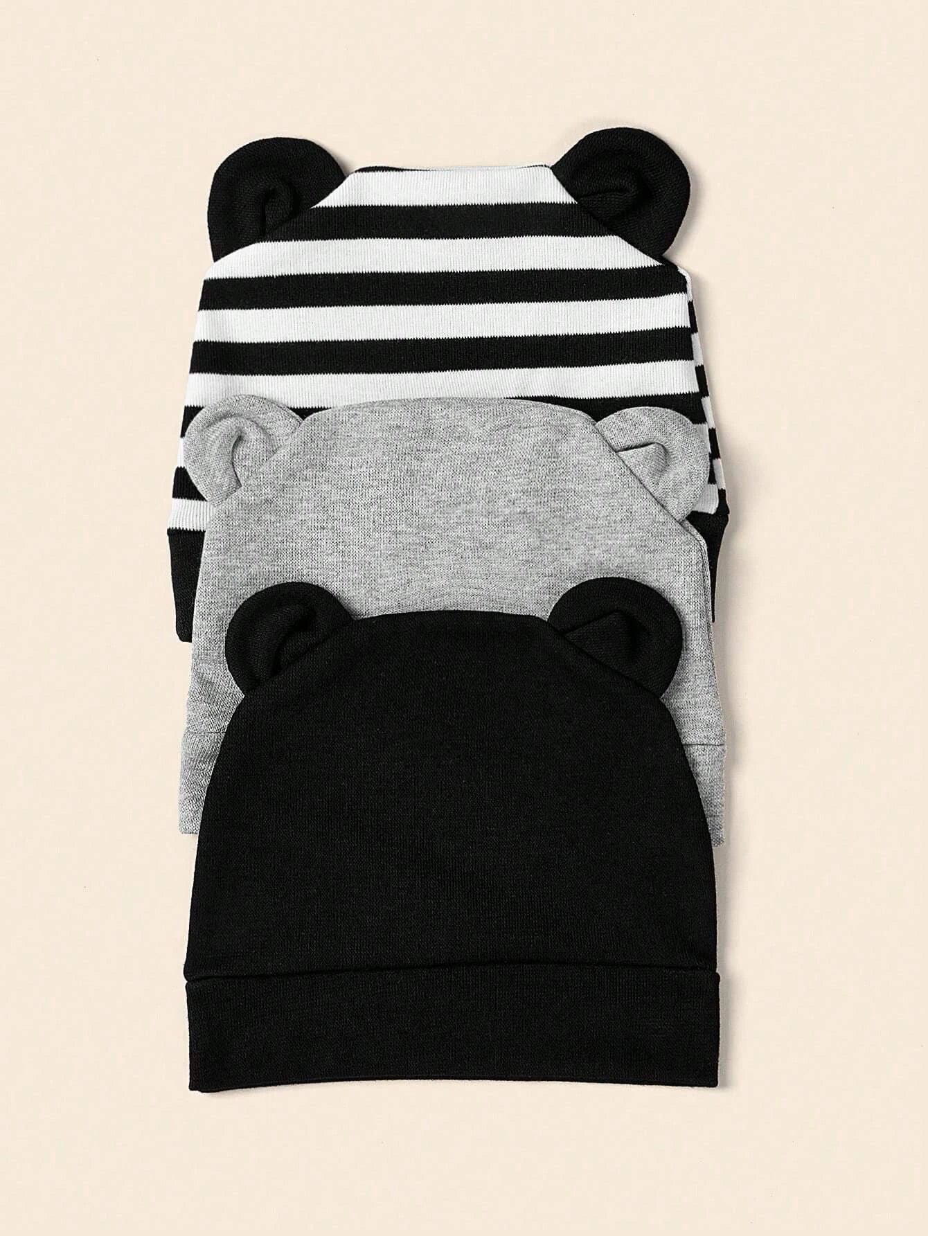  | SHEIN 3pcs Baby Striped Pattern Cartoon Ear Decor Hat | Cap | Shein | OneHub