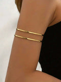 SHEIN 3pcs Minimalist Metal Geometric Line, Water Drop Adjustable Bangle Bracelet Set, Suitable For Daily Wear, Street Style And Beach Vacation, For Women