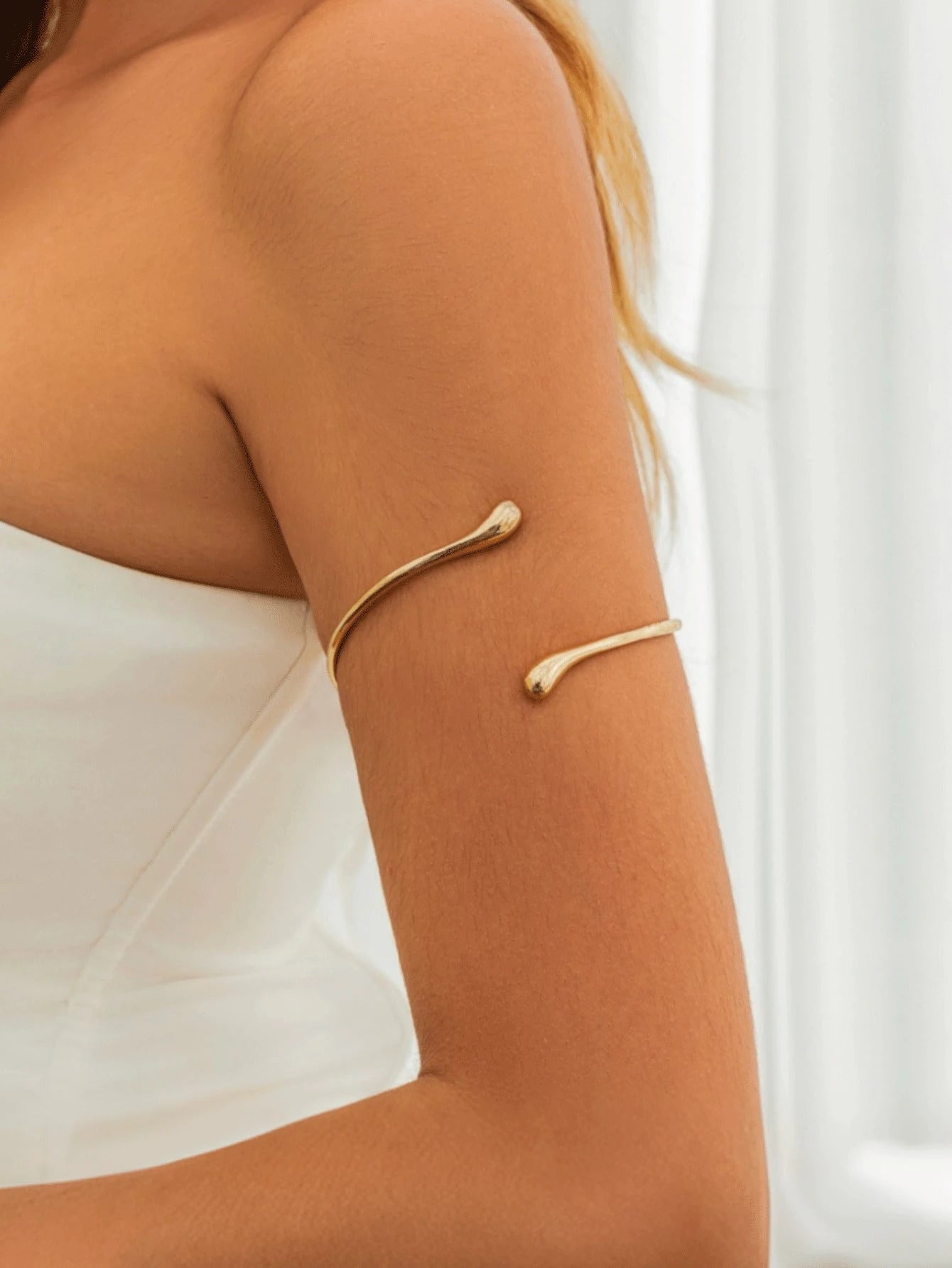 SHEIN 3pcs Minimalist Metal Geometric Line, Water Drop Adjustable Bangle Bracelet Set, Suitable For Daily Wear, Street Style And Beach Vacation, For Women