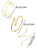 SHEIN 3pcs Minimalist Metal Geometric Line, Water Drop Adjustable Bangle Bracelet Set, Suitable For Daily Wear, Street Style And Beach Vacation, For Women