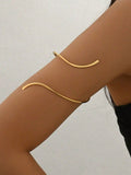 SHEIN 3pcs Minimalist Metal Geometric Line, Water Drop Adjustable Bangle Bracelet Set, Suitable For Daily Wear, Street Style And Beach Vacation, For Women