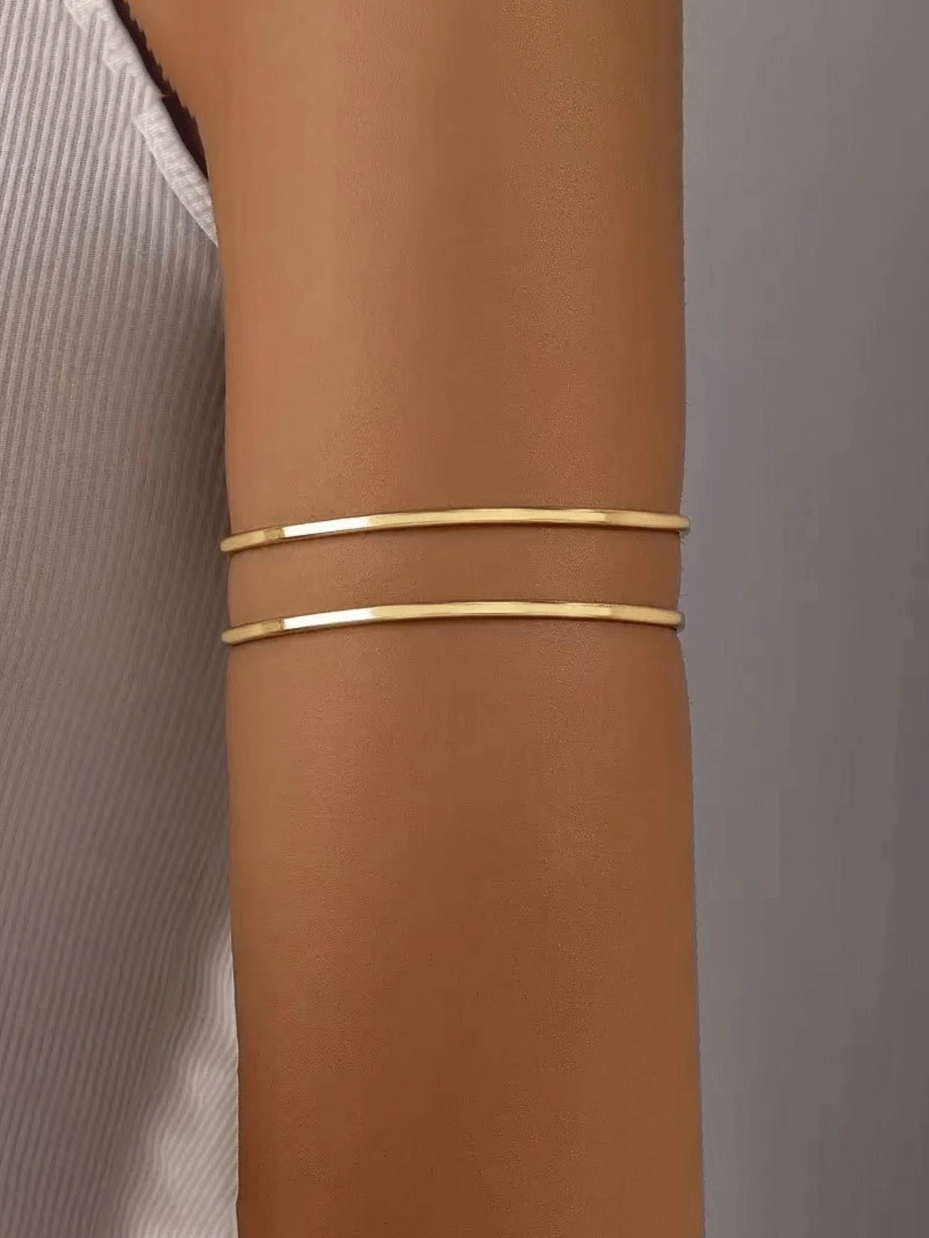 SHEIN 3pcs Minimalist Metal Geometric Line, Water Drop Adjustable Bangle Bracelet Set, Suitable For Daily Wear, Street Style And Beach Vacation, For Women
