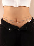 SHEIN 3pcs Random Rhinestone Decor Waist Chain