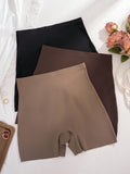 SHEIN 3pcs Women's Seamless High Waist Shorts, Multicolor Safety Shorts 2-In-1 Tight Breathable Comfortable Slip Shorts