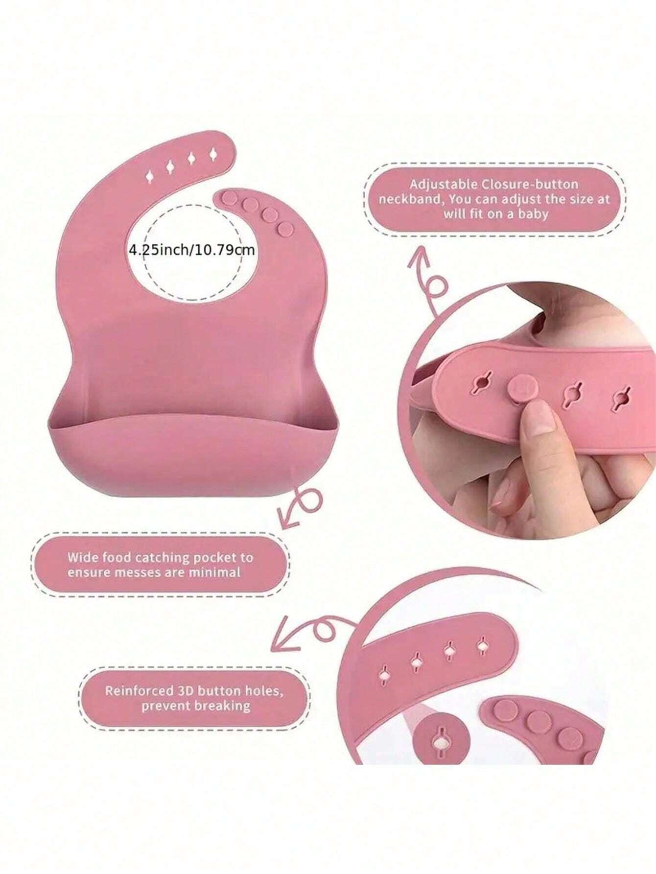  | SHEIN 5pcs Baby Feeding Set - Silicone Bib, Suction Bowl, Spoon, Fork, Suitable For Dishwasher | Bags | Shein | OneHub