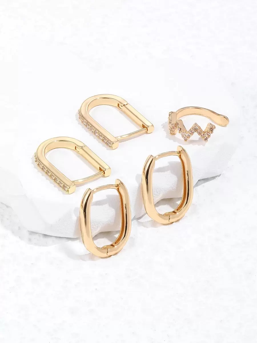  | SHEIN 5pcs Cubic Zirconia Decor Earring Copper Jewelry | Earrings | Shein | OneHub