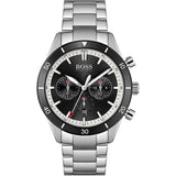 HUGO BOSS Santiago Silver Stainless Steel Black Dial Chronograph Quartz Watch for Men - 1513862