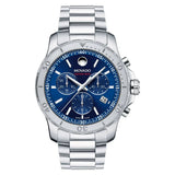Movado 800 Series Silver Stainless Steel Blue Dial Quartz Watch for Men - 2600151