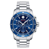 Movado 800 Series Silver Stainless Steel Blue Dial Chronograph Quartz Watch for Men - 2600141