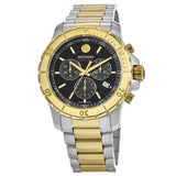 Movado 800 Series Two-Tone Stainless Steel Black Dial Chronograph Quartz Watch for Men - 2600138