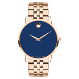  | Movado Museum Rose Gold Stainless Steel Blue Dial Quartz Watch for Men - 607353 | Watches | Movado | OneHub