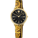 Versace V-Circle Multicolor Leather Strap Black Dial Quartz Watch for Women - VBP130017