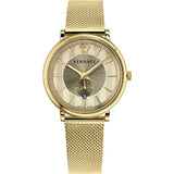  | Versace V-Circle Gold Mesh Bracelet Gold Dial Quartz Watch for Men - VBQ070017 | Watches | Versace | OneHub