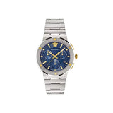 Versace Grace Logo Silver Stainless Steel Blue Dial Chronograph Quartz Watch for Men - VEZ900221
