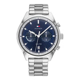 Tommy Hilfiger Bennett Silver Stainless Steel Blue Dial Chronograph Quartz Watch for Men - 1791725
