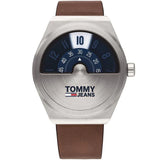 Tommy Hilfiger Monogram Pop Brown Leather Strap Blue Dial Quartz Watch for Men - 1791772