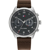 Tommy Hilfiger Patrick Brown Leather Strap Grey Dial Chronograph Quartz Watch for Men - 1791785