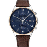  | Tommy Hilfiger West Brown Leather Strap Blue Dial Chronograph Quartz Watch for Men - 1791712 | Watches | Tommy Hilfiger | OneHub