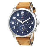 Tommy Hilfiger Briggs Brown Leather Strap Blue Dial Chronograph Quartz Watch for Men - 1791424
