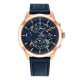 Tommy Hilfiger Henry Blue Leather Strap Blue Dial Chronograph Quartz Watch for Men - 1710475